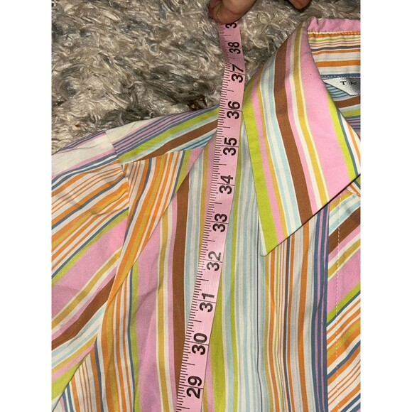 Trina Turk Dress Stipe Pastel Buttondown Shirt Dress Lightweight 4 - Picture 4 of 5